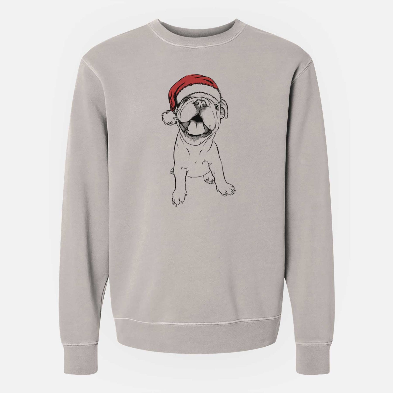 Santa Tyke the English Bulldog - Unisex Pigment Dyed Crew Sweatshirt