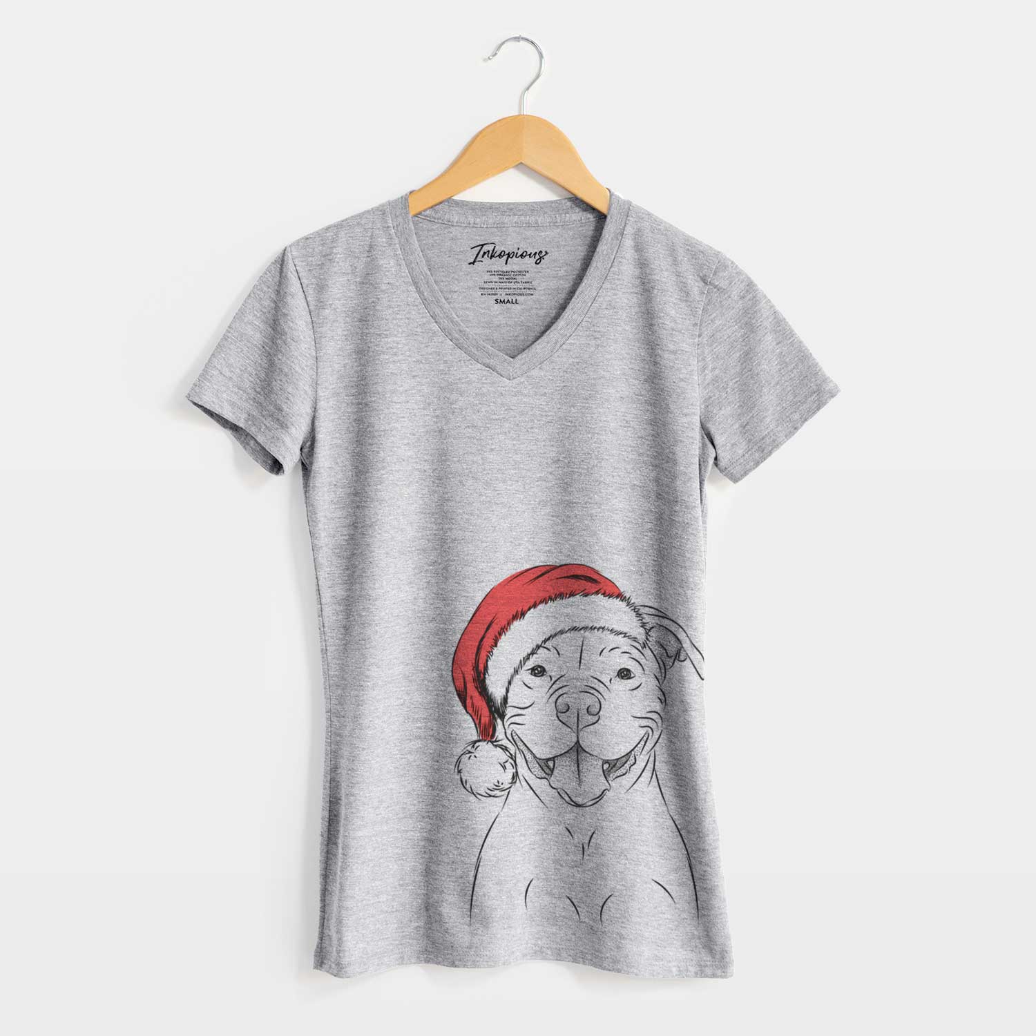 Santa Tyson the American Bulldog - Women's V-neck Shirt