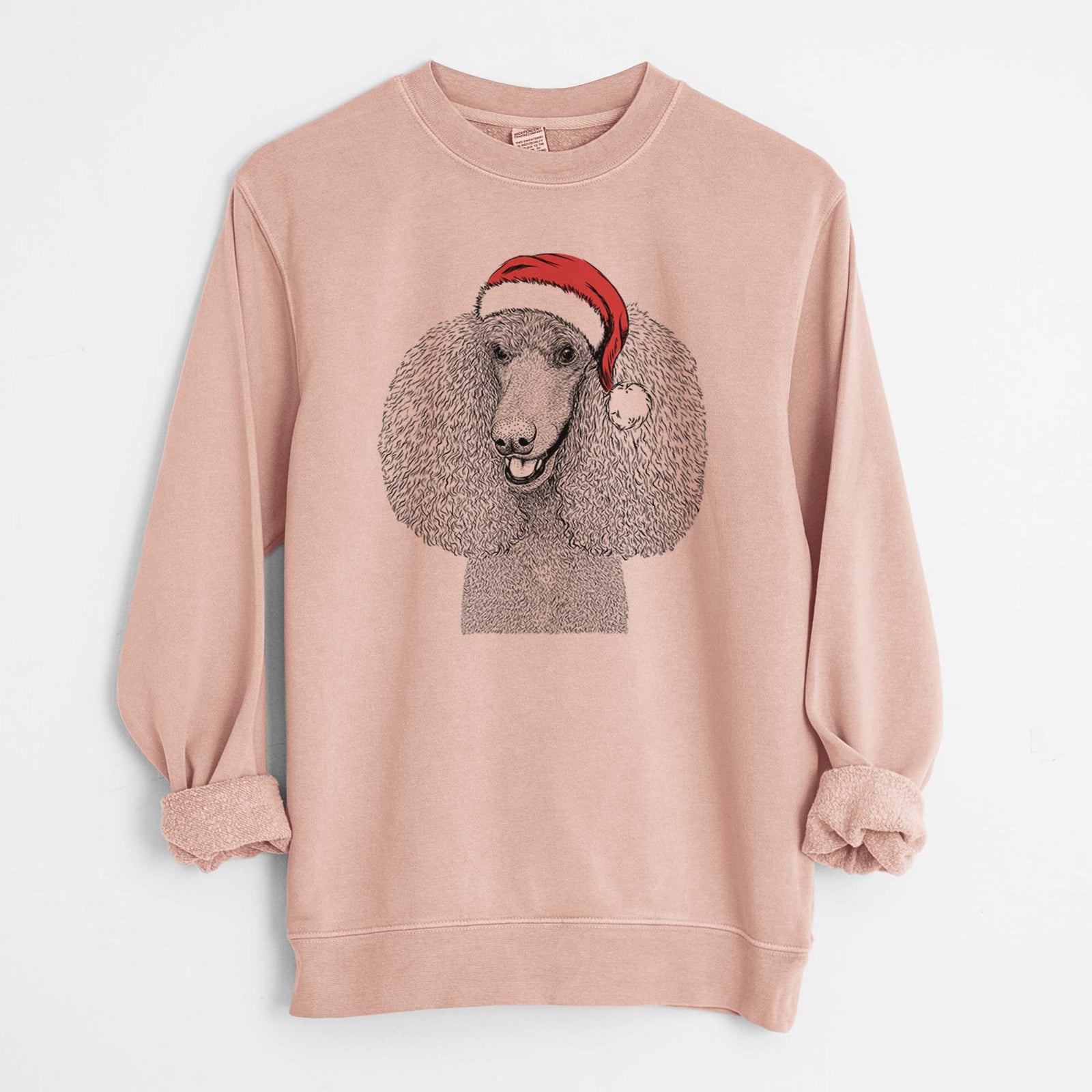 Santa Uncle Tucker the Poodle - Unisex Pigment Dyed Crew Sweatshirt