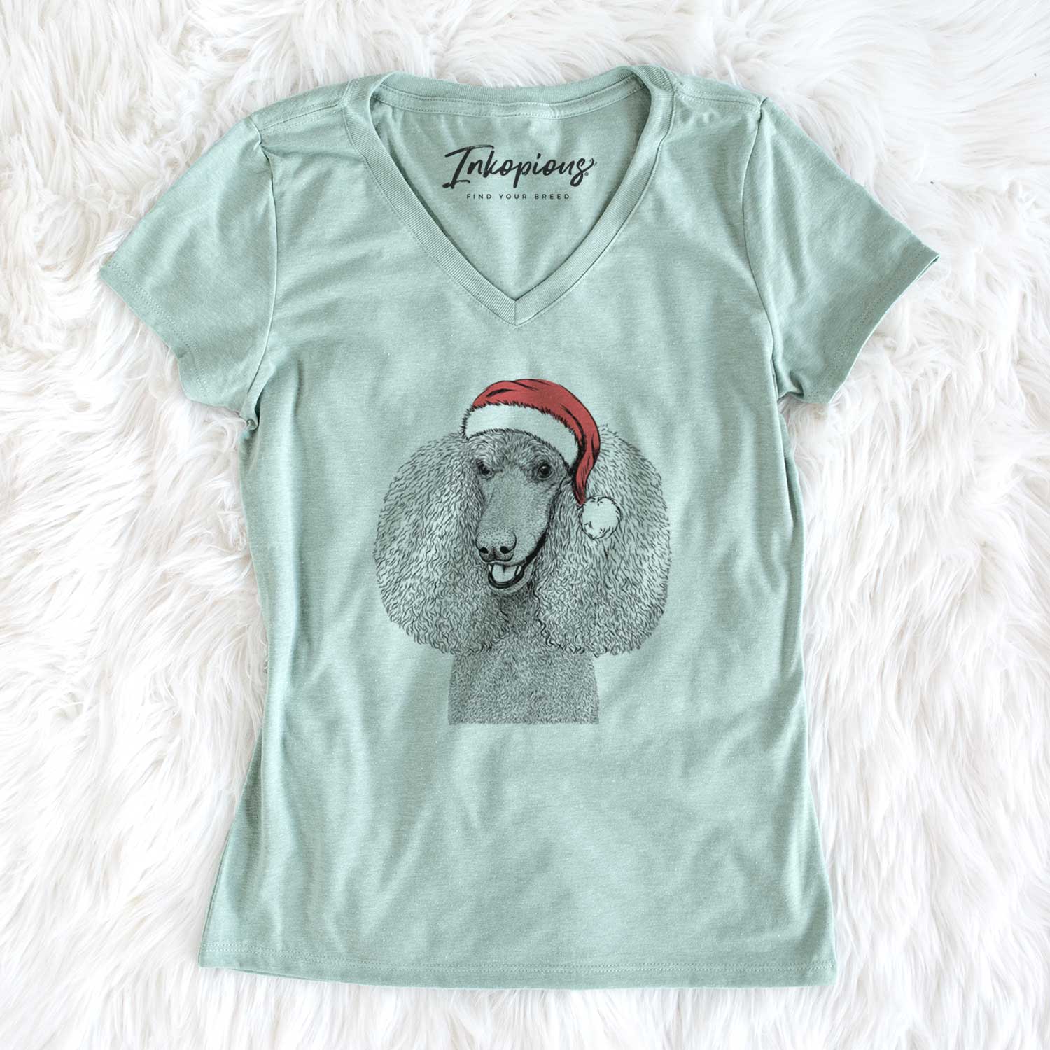 Santa Uncle Tucker the Poodle - Women's V-neck Shirt