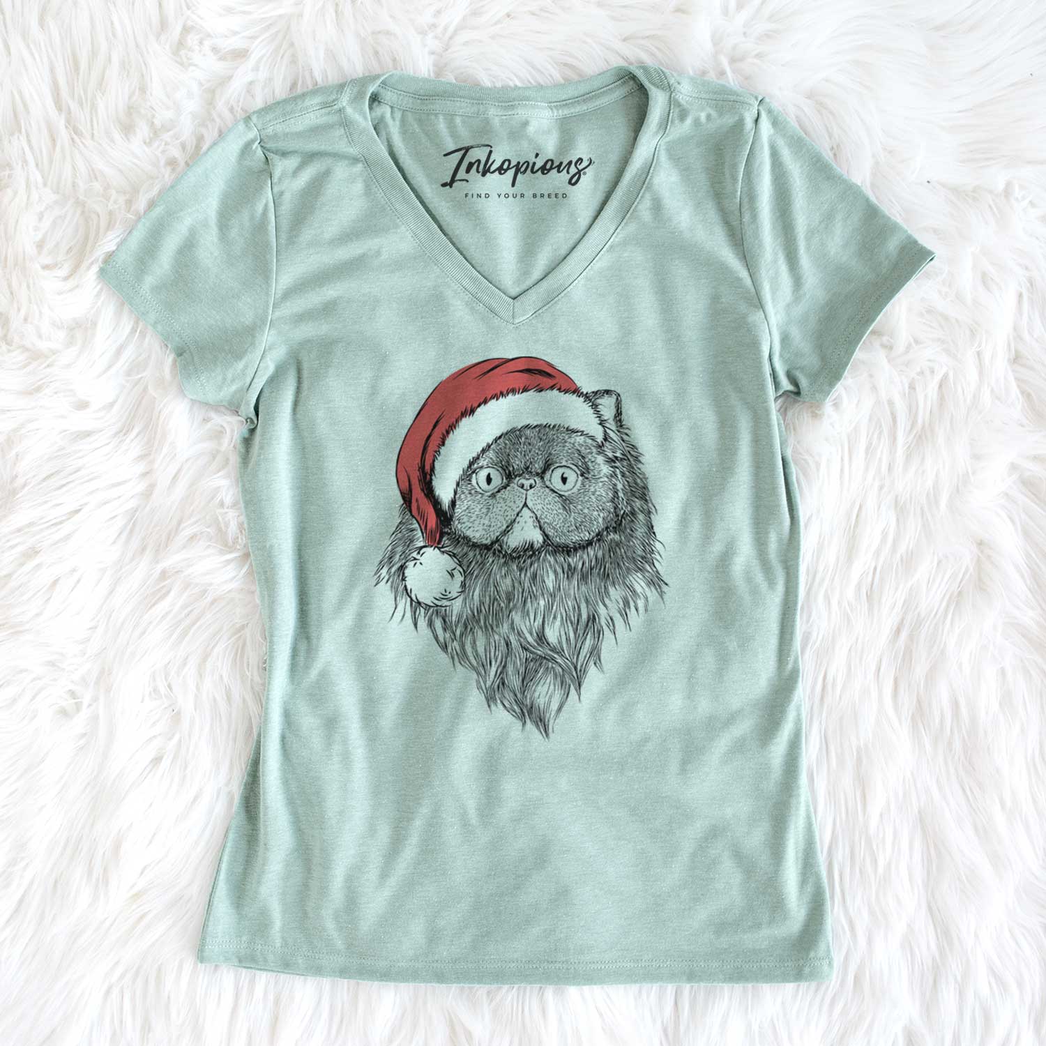 Santa Vader the Persian Cat - Women's V-neck Shirt