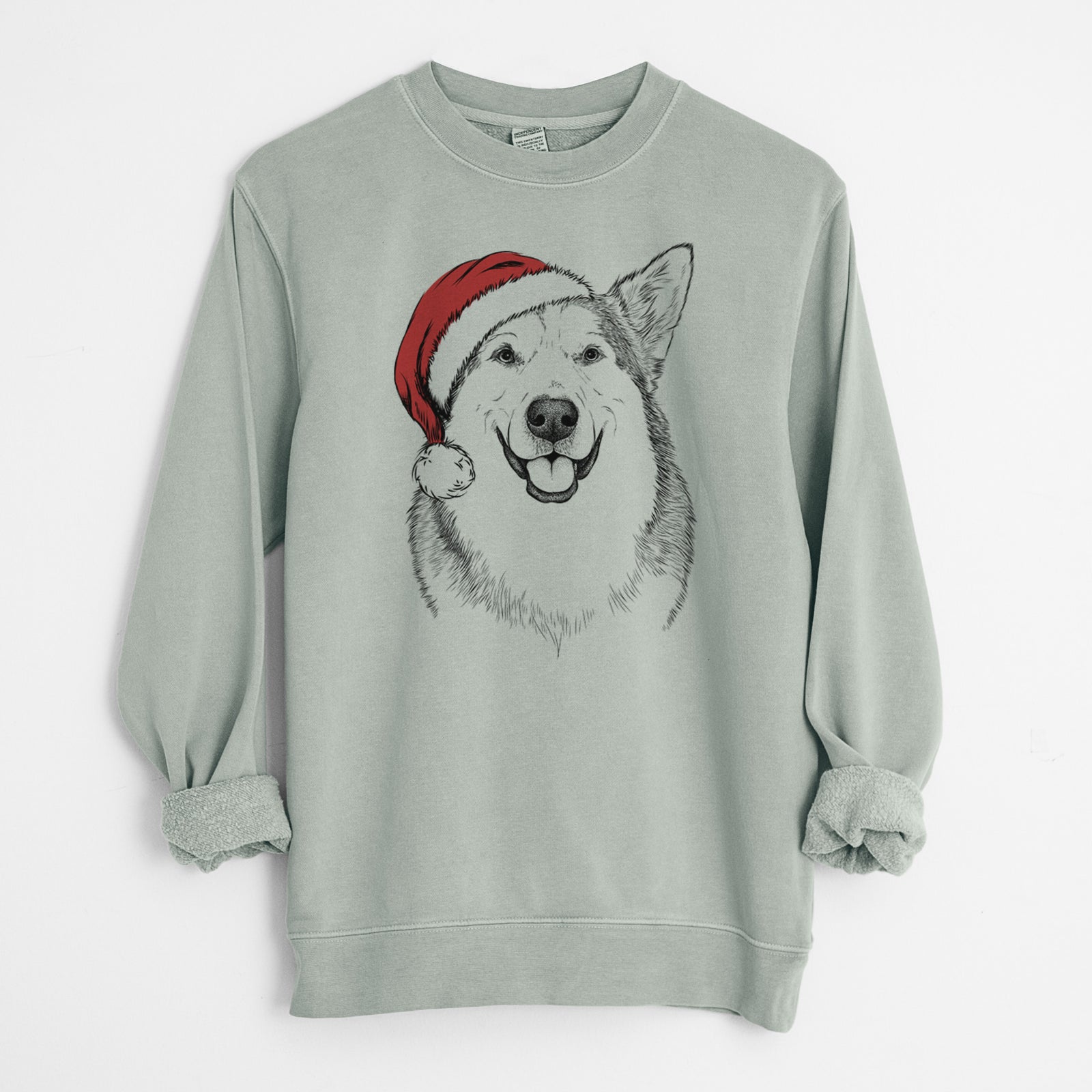 Santa Vader the Alaskan Malamute - Unisex Pigment Dyed Crew Sweatshirt