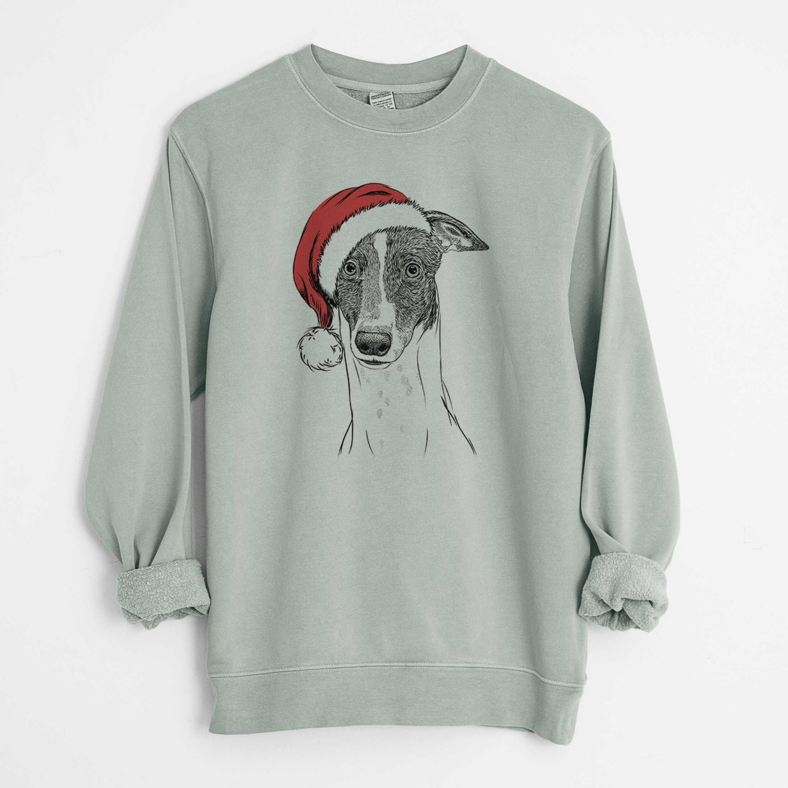 Santa Vyncent the Greyhound - Unisex Pigment Dyed Crew Sweatshirt