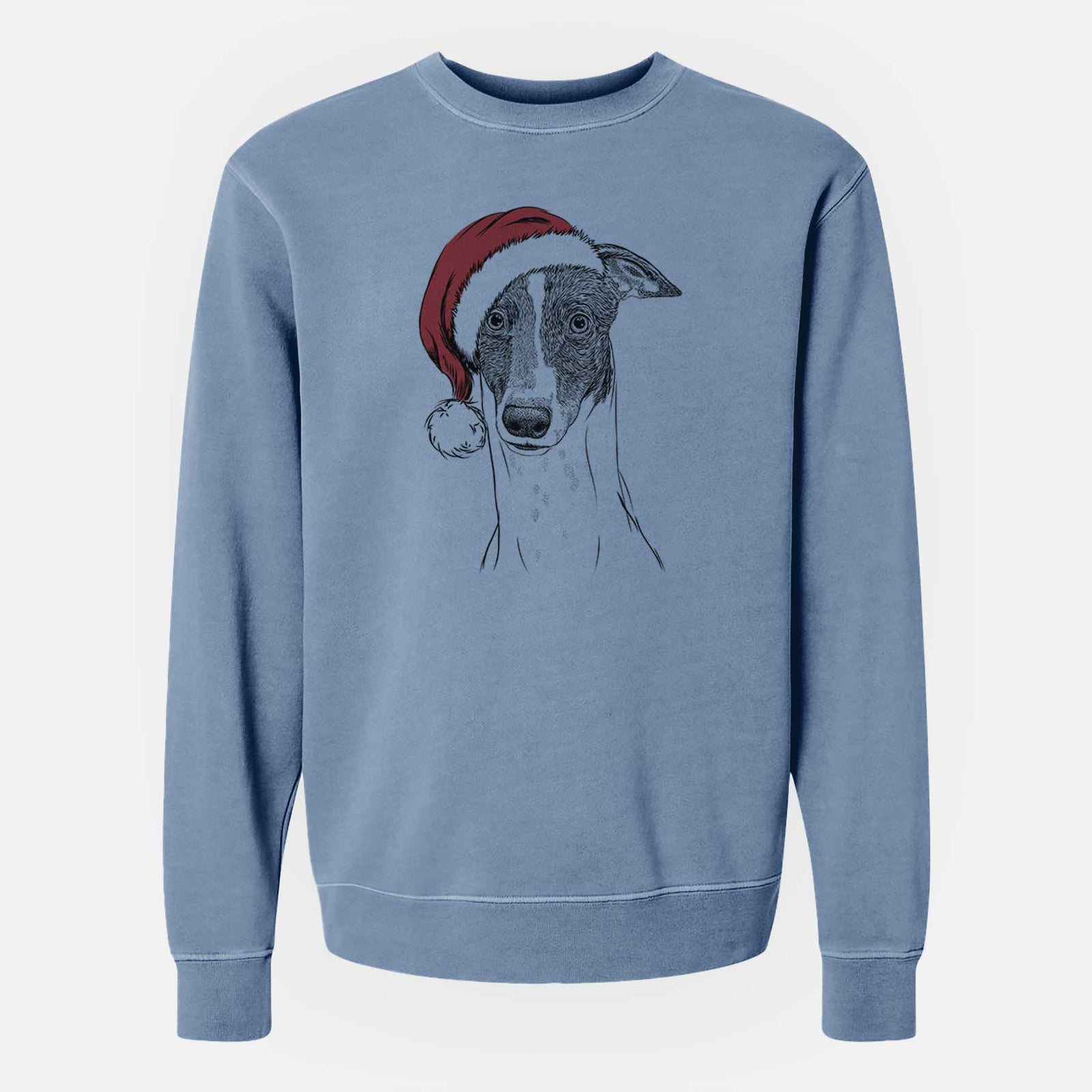 Santa Vyncent the Greyhound - Unisex Pigment Dyed Crew Sweatshirt