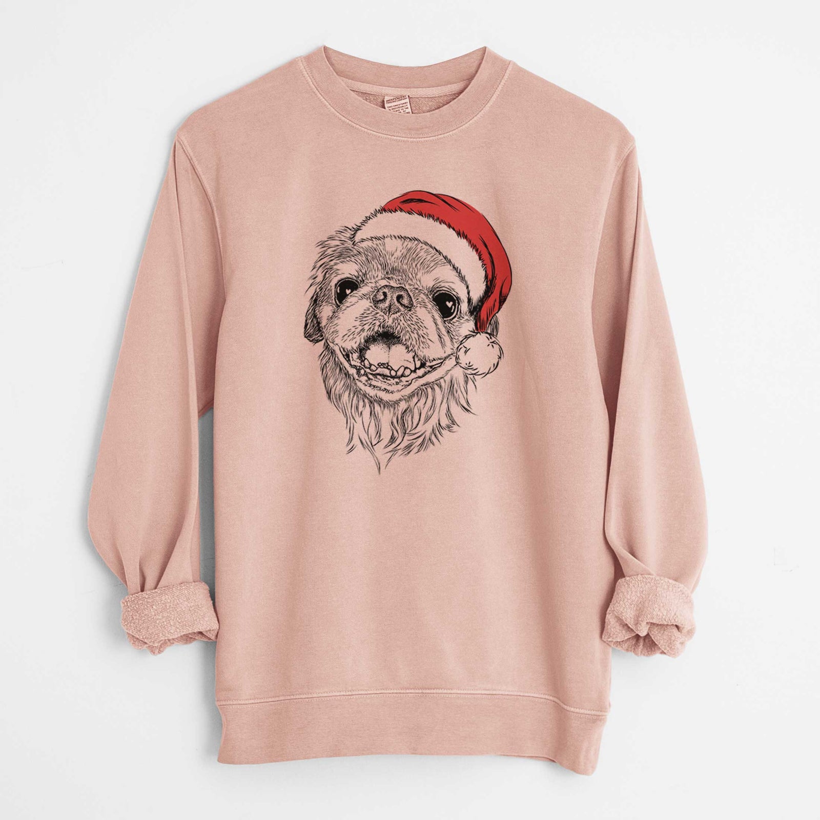 Santa Wally the Pekingese - Unisex Pigment Dyed Crew Sweatshirt