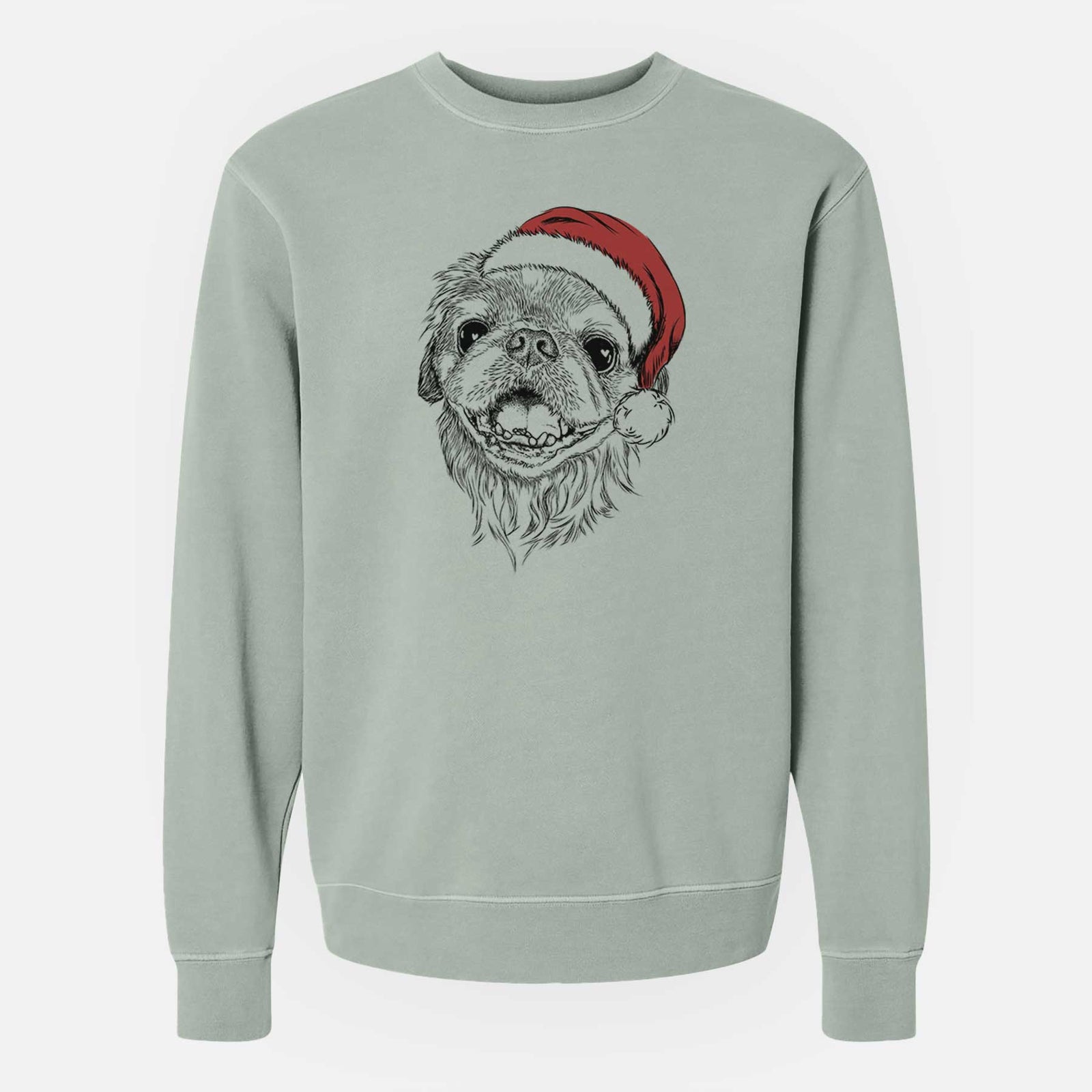 Santa Wally the Pekingese - Unisex Pigment Dyed Crew Sweatshirt