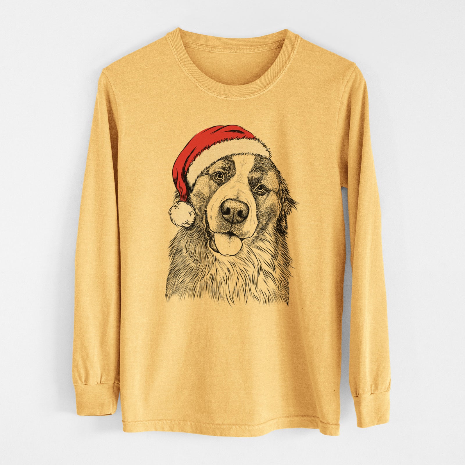 Santa Walter the Bernese Mountain Dog Mix - Heavyweight 100% Cotton Long Sleeve