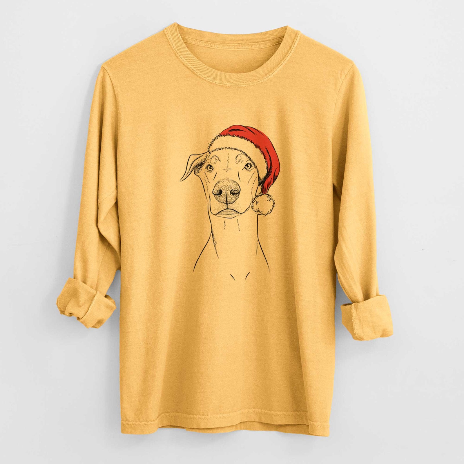 Santa Walter the White Doberman Rescue - Heavyweight 100% Cotton Long Sleeve