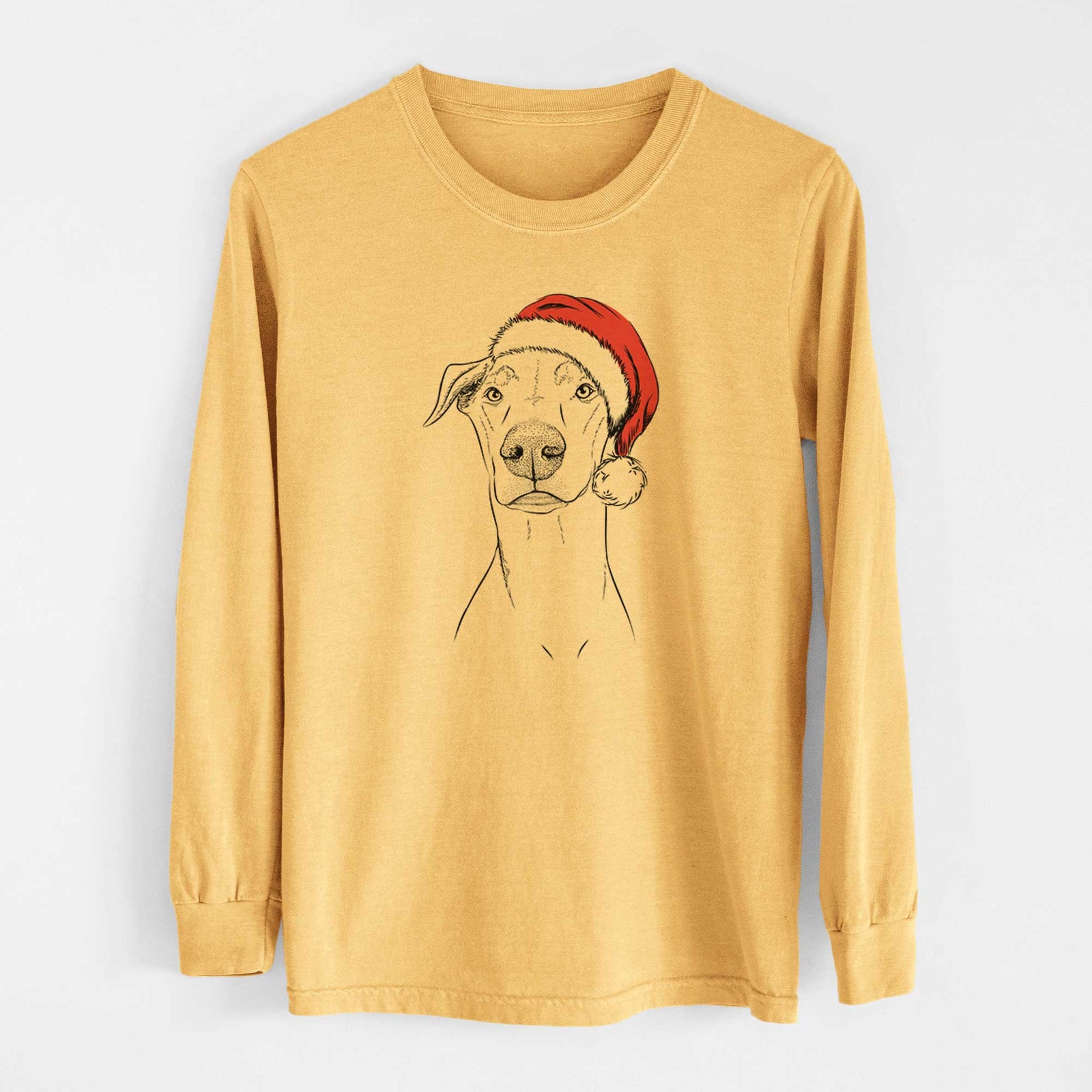 Santa Walter the White Doberman Rescue - Heavyweight 100% Cotton Long Sleeve
