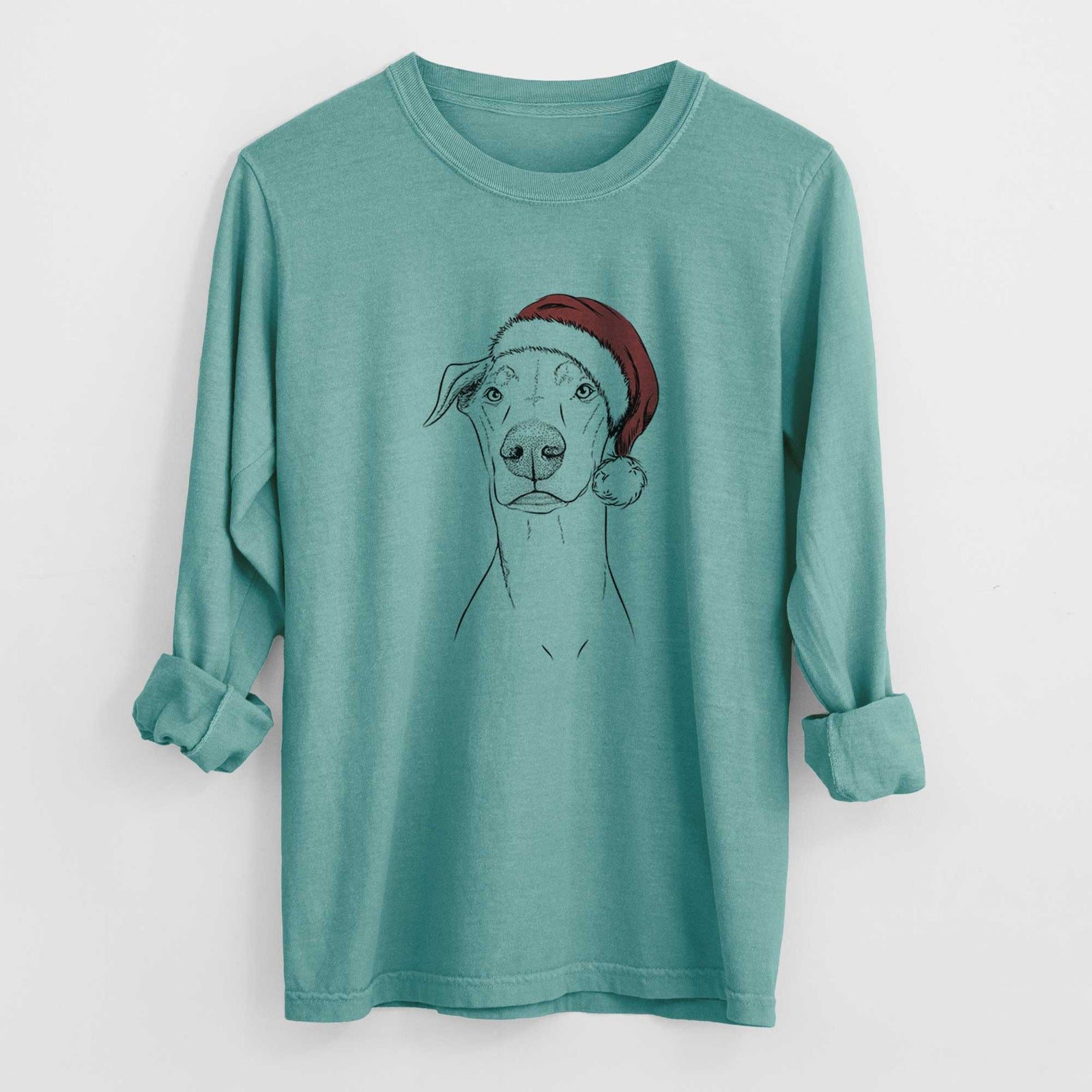 Santa Walter the White Doberman Rescue - Heavyweight 100% Cotton Long Sleeve
