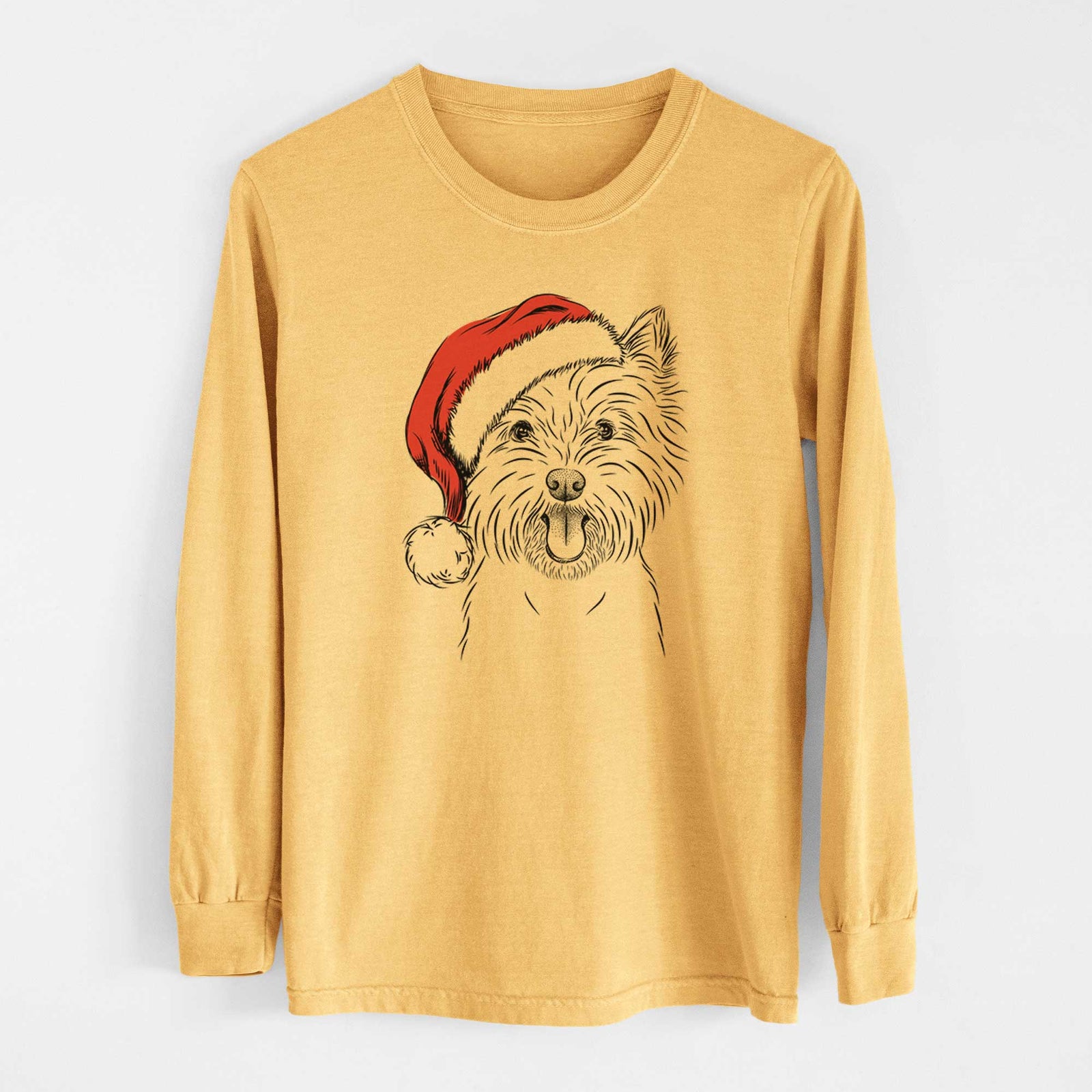 Santa Welma the West Highland Terrier - Heavyweight 100% Cotton Long Sleeve