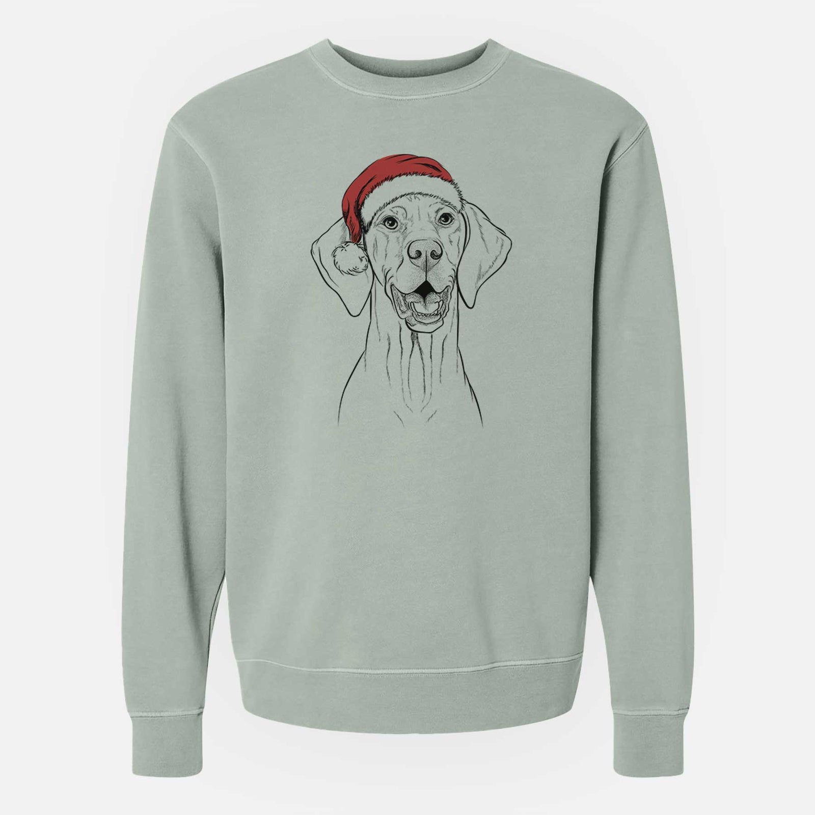 Santa Wesley the Vizsla - Unisex Pigment Dyed Crew Sweatshirt