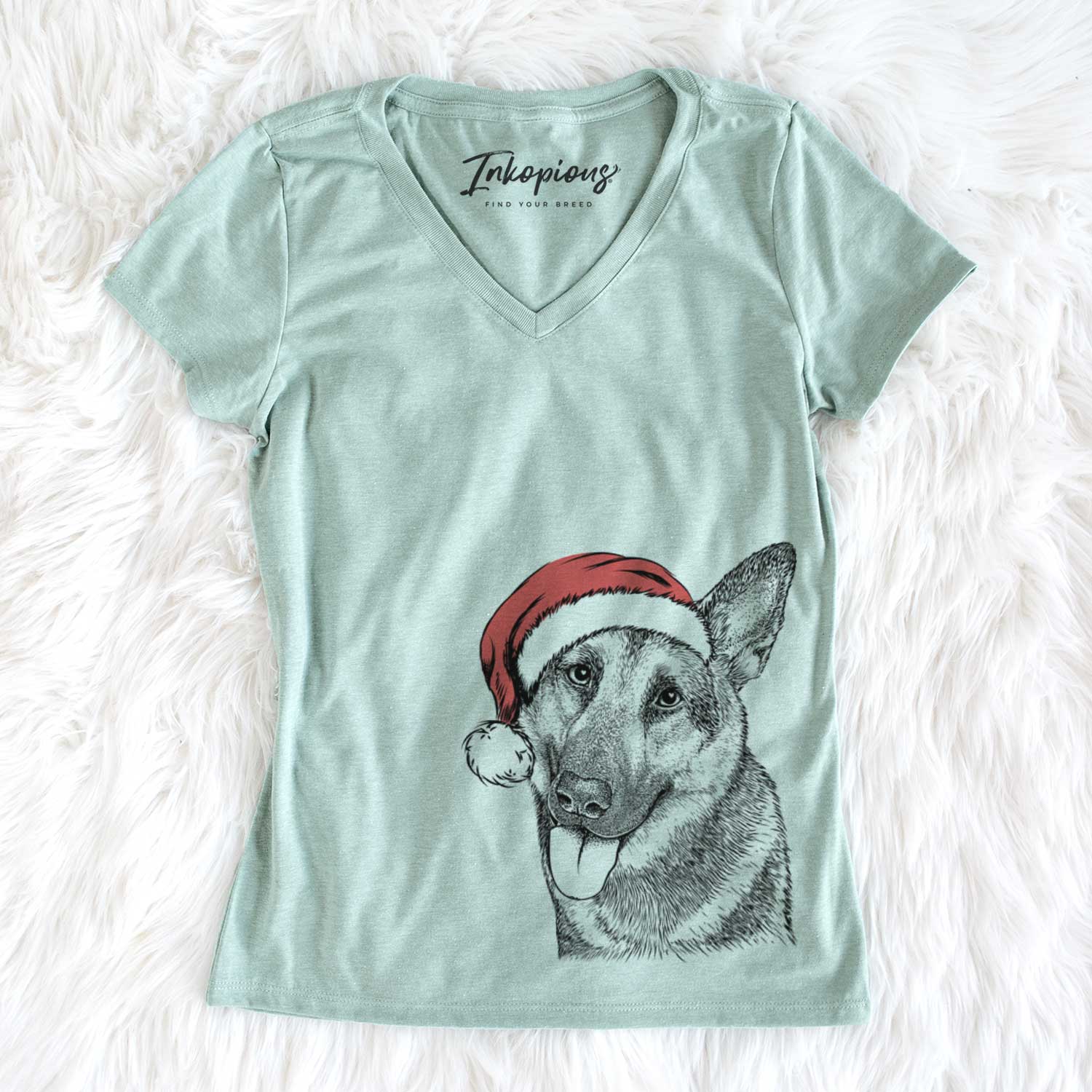 Santa Whitaker the German Shepherd - Women's V-neck Shirt