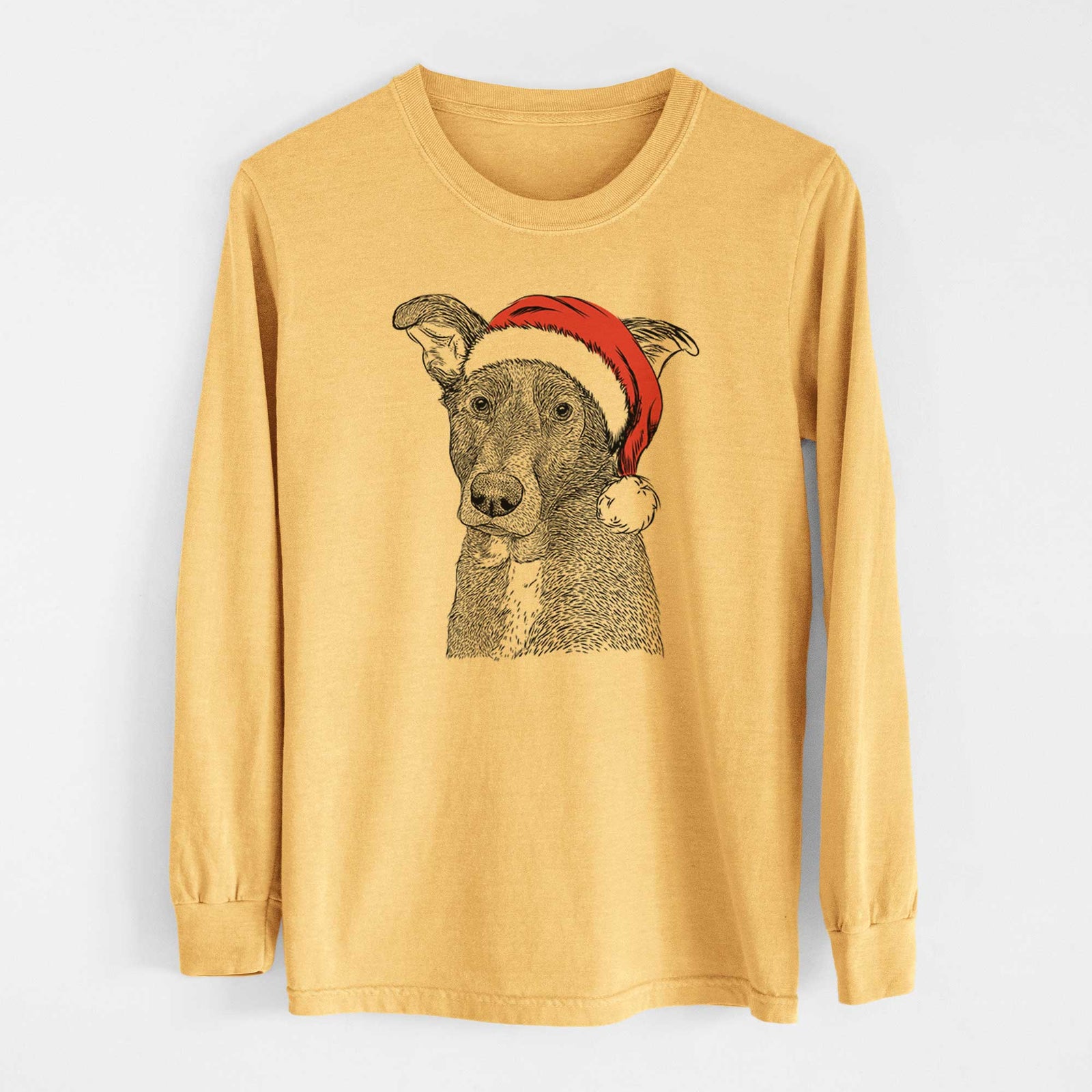 Santa Wilbur the Shepherd Mix - Heavyweight 100% Cotton Long Sleeve