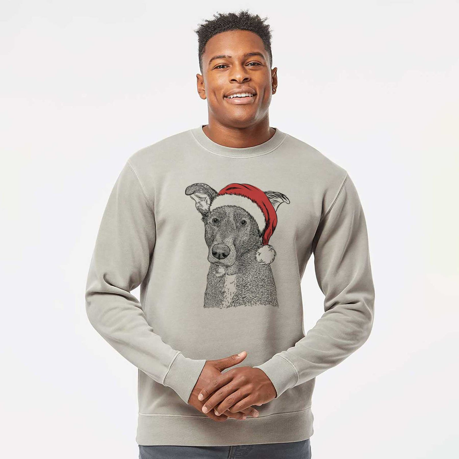 Santa Wilbur the Shepherd Mix - Unisex Pigment Dyed Crew Sweatshirt