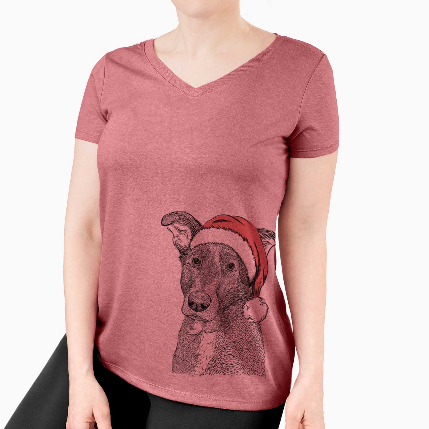 Santa Wilbur the Shepherd Mix - Women's V-neck Shirt