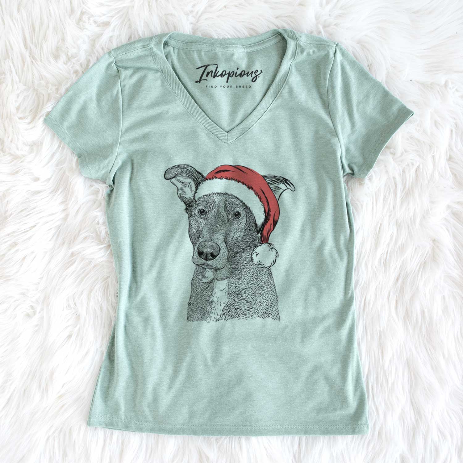 Santa Wilbur the Shepherd Mix - Women's V-neck Shirt