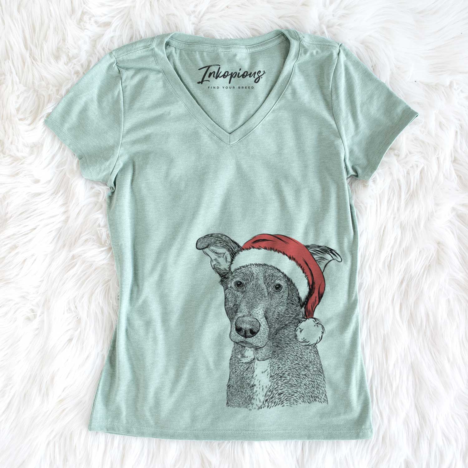 Santa Wilbur the Shepherd Mix - Women's V-neck Shirt