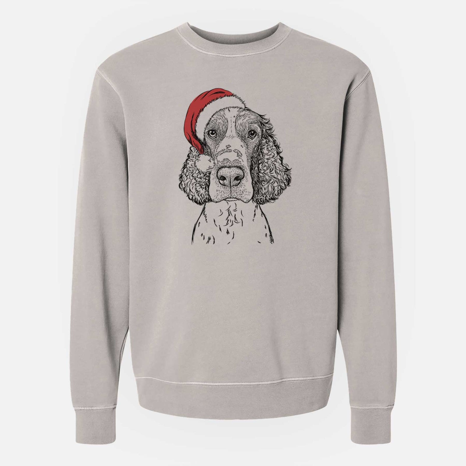 Santa Wilbur the English Springer Spaniel - Unisex Pigment Dyed Crew Sweatshirt