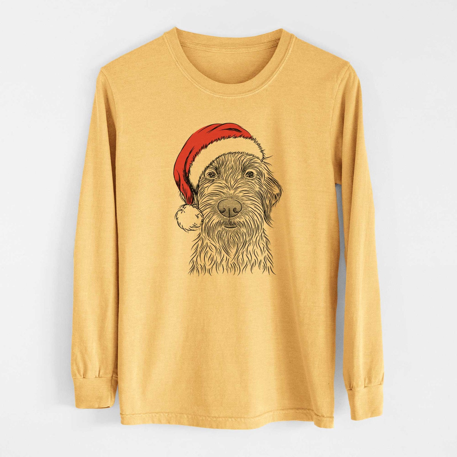 Santa Wilkins the Wirehaired Pointing Griffon - Heavyweight 100% Cotton Long Sleeve