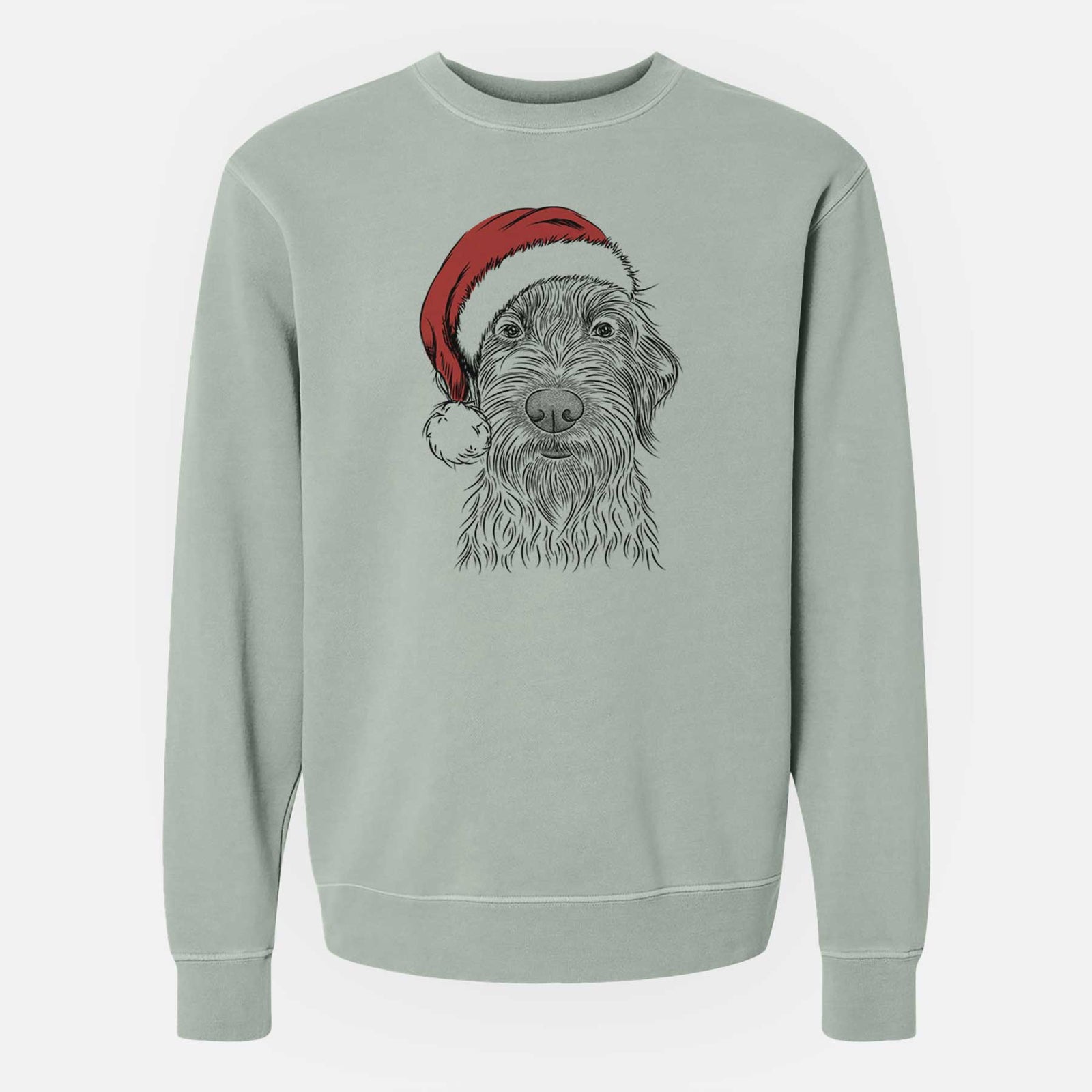 Santa Wilkins the Wirehaired Pointing Griffon - Unisex Pigment Dyed Crew Sweatshirt
