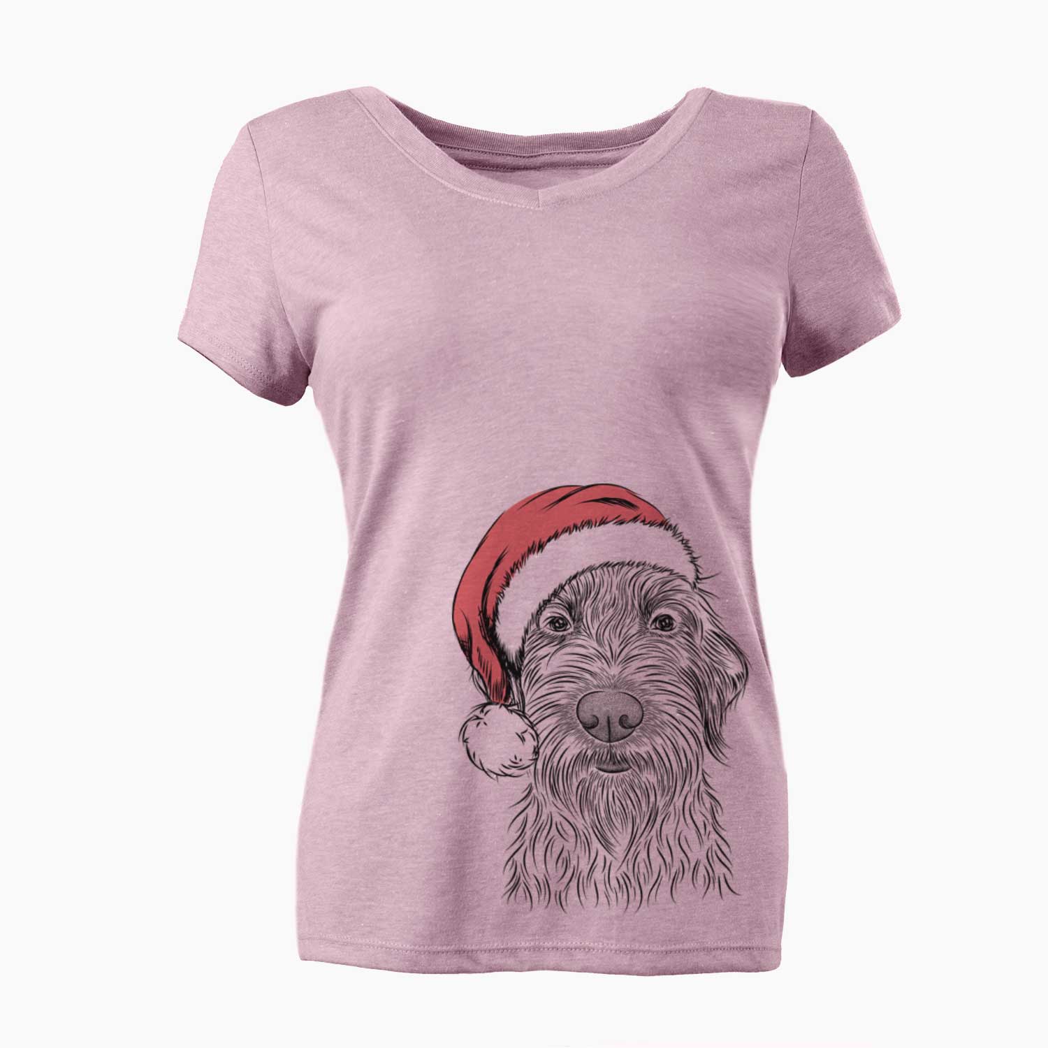 Santa Wilkins the Wirehaired Pointing Griffon - Women's V-neck Shirt