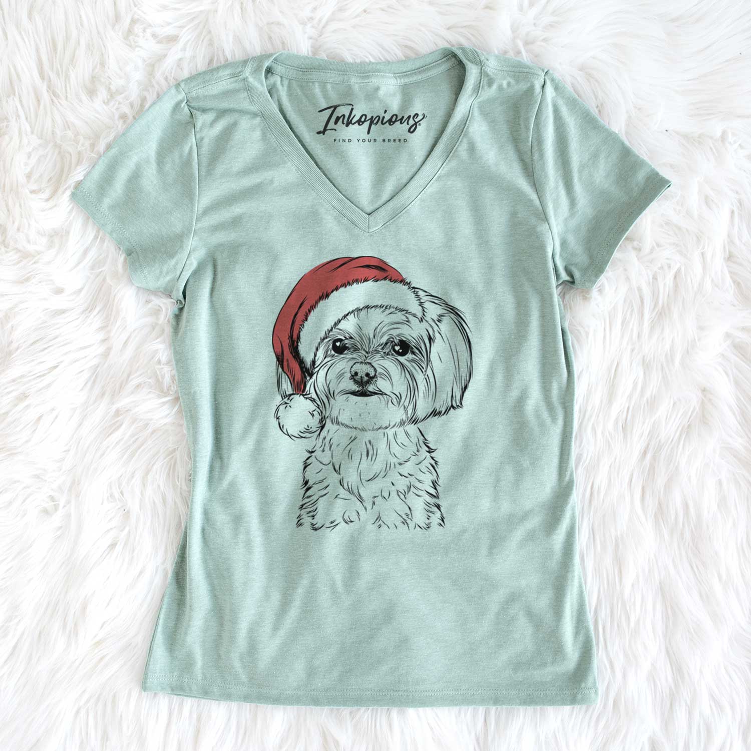 Santa Willow the Maltese - Women's V-neck Shirt
