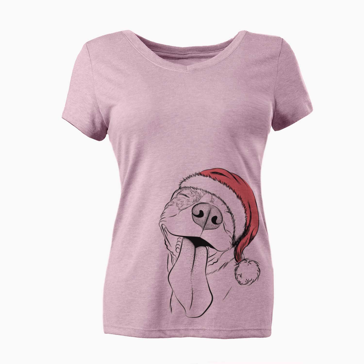 Santa Xena the American Staffordshire Terrier - Women's V-neck Shirt