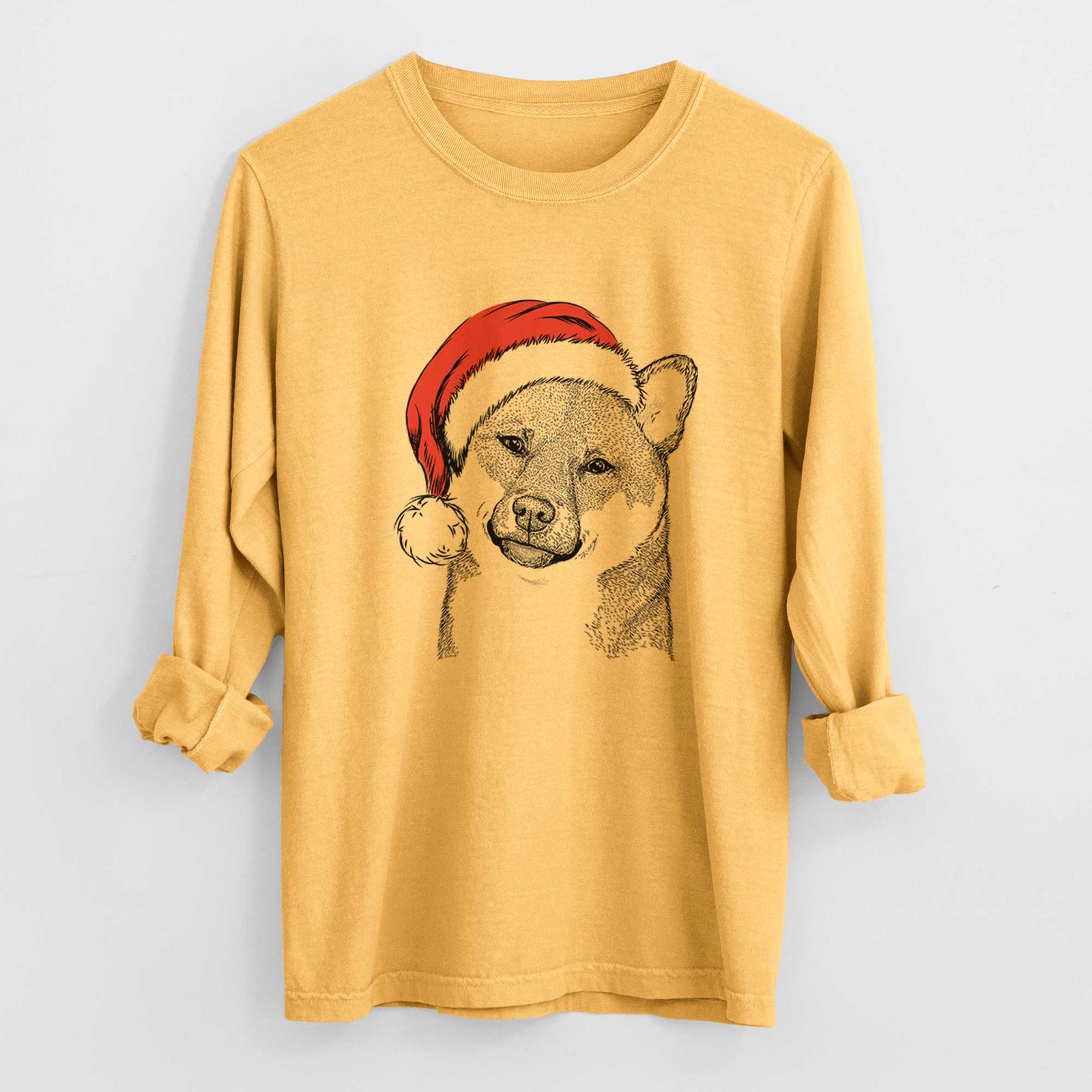 Santa Yakuza the Shiba Inu - Heavyweight 100% Cotton Long Sleeve