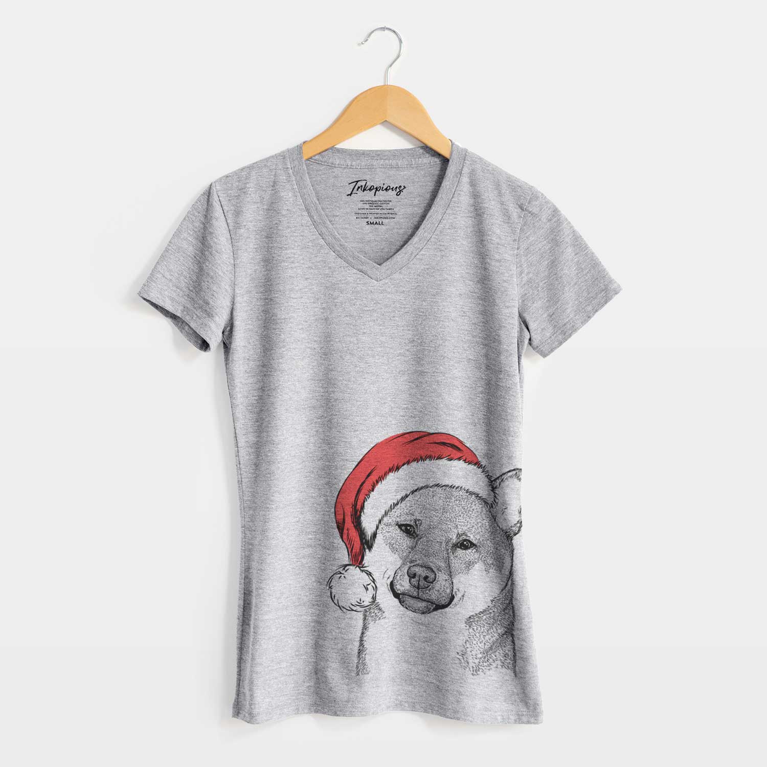 Santa Yakuza the Shiba Inu - Women's V-neck Shirt
