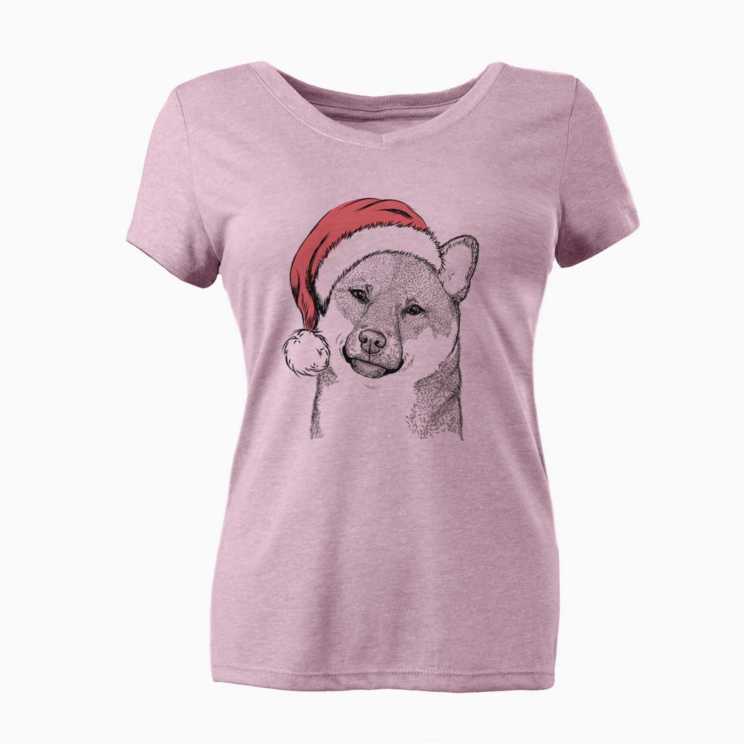 Santa Yakuza the Shiba Inu - Women's V-neck Shirt