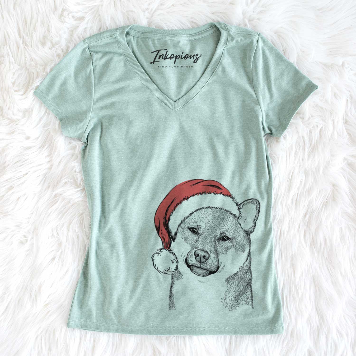 Santa Yakuza the Shiba Inu - Women's V-neck Shirt