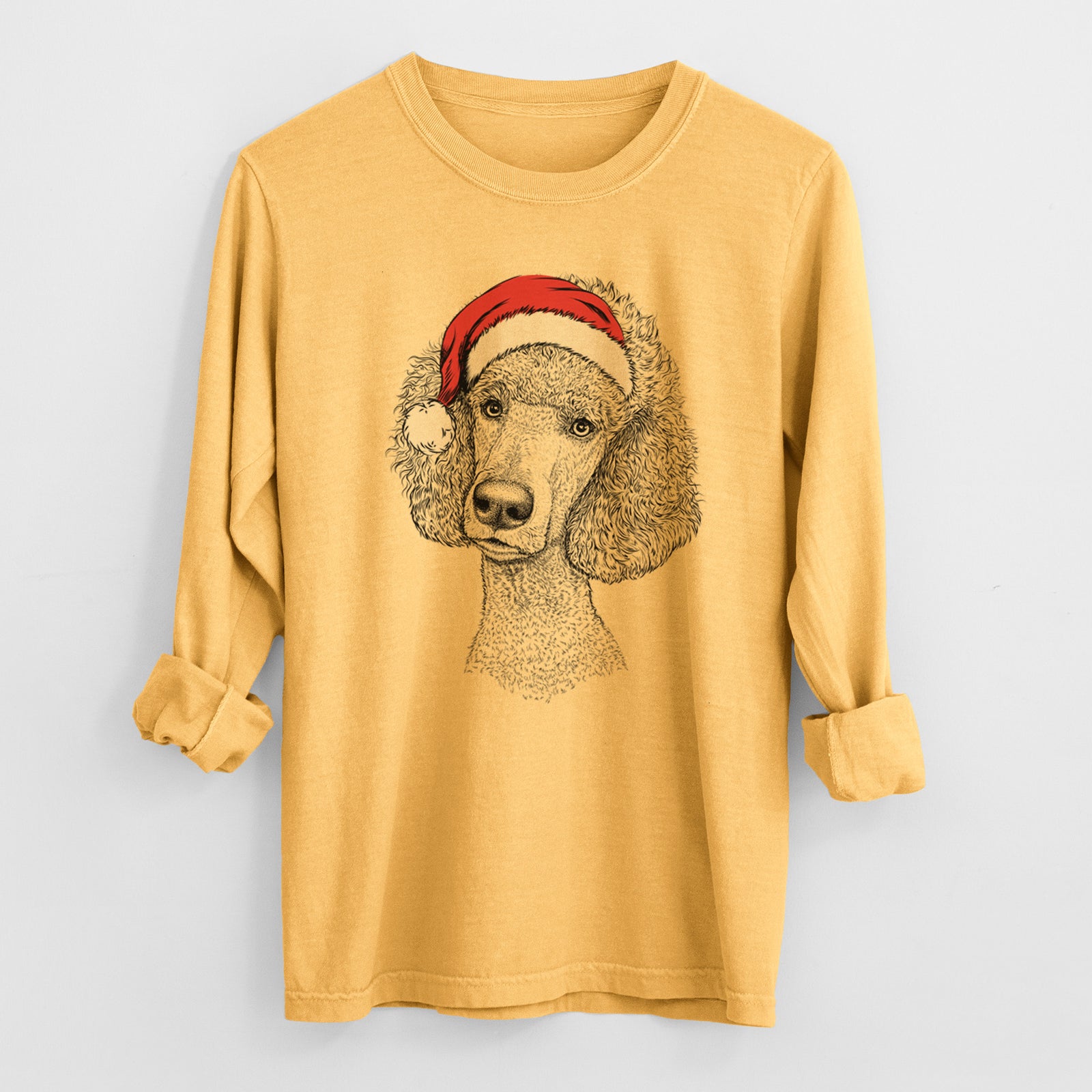 Santa Yuki the Poodle - Heavyweight 100% Cotton Long Sleeve