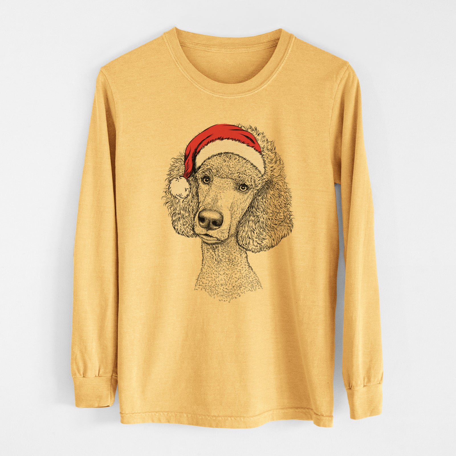 Santa Yuki the Poodle - Heavyweight 100% Cotton Long Sleeve