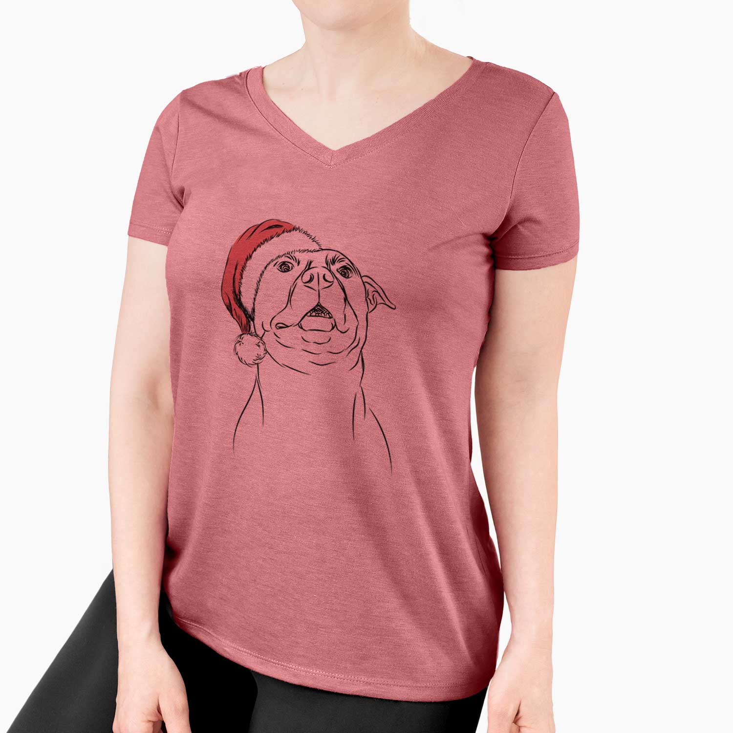 Santa Zada the Pitbull - Women's V-neck Shirt