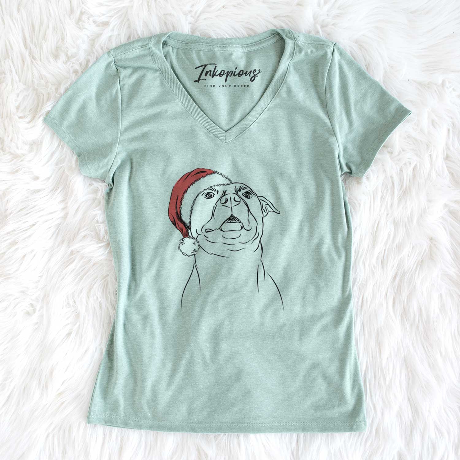Santa Zada the Pitbull - Women's V-neck Shirt