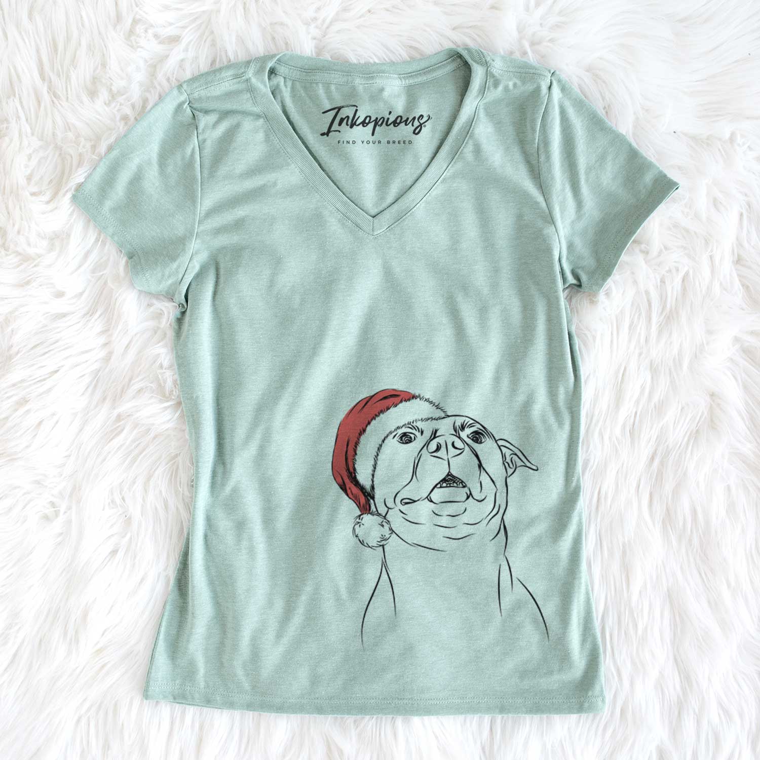 Santa Zada the Pitbull - Women's V-neck Shirt
