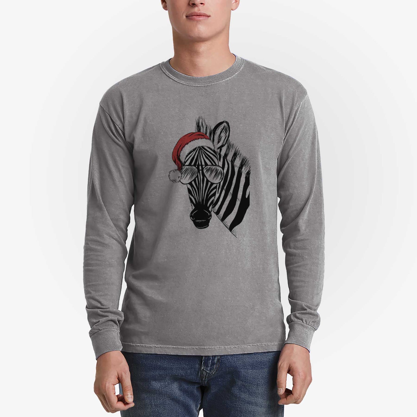 Santa Zed the Zebra - Heavyweight 100% Cotton Long Sleeve