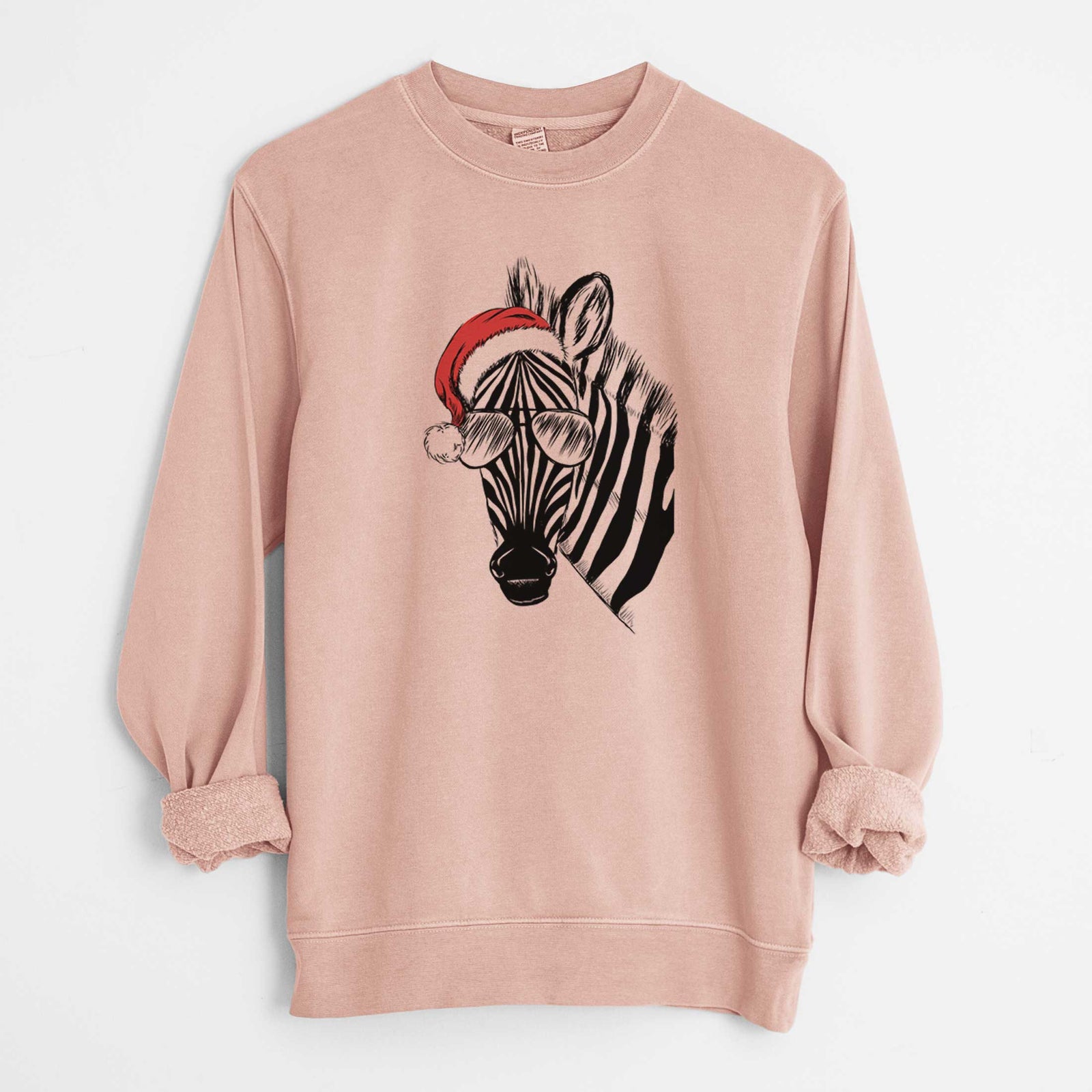 Santa Zed the Zebra - Unisex Pigment Dyed Crew Sweatshirt