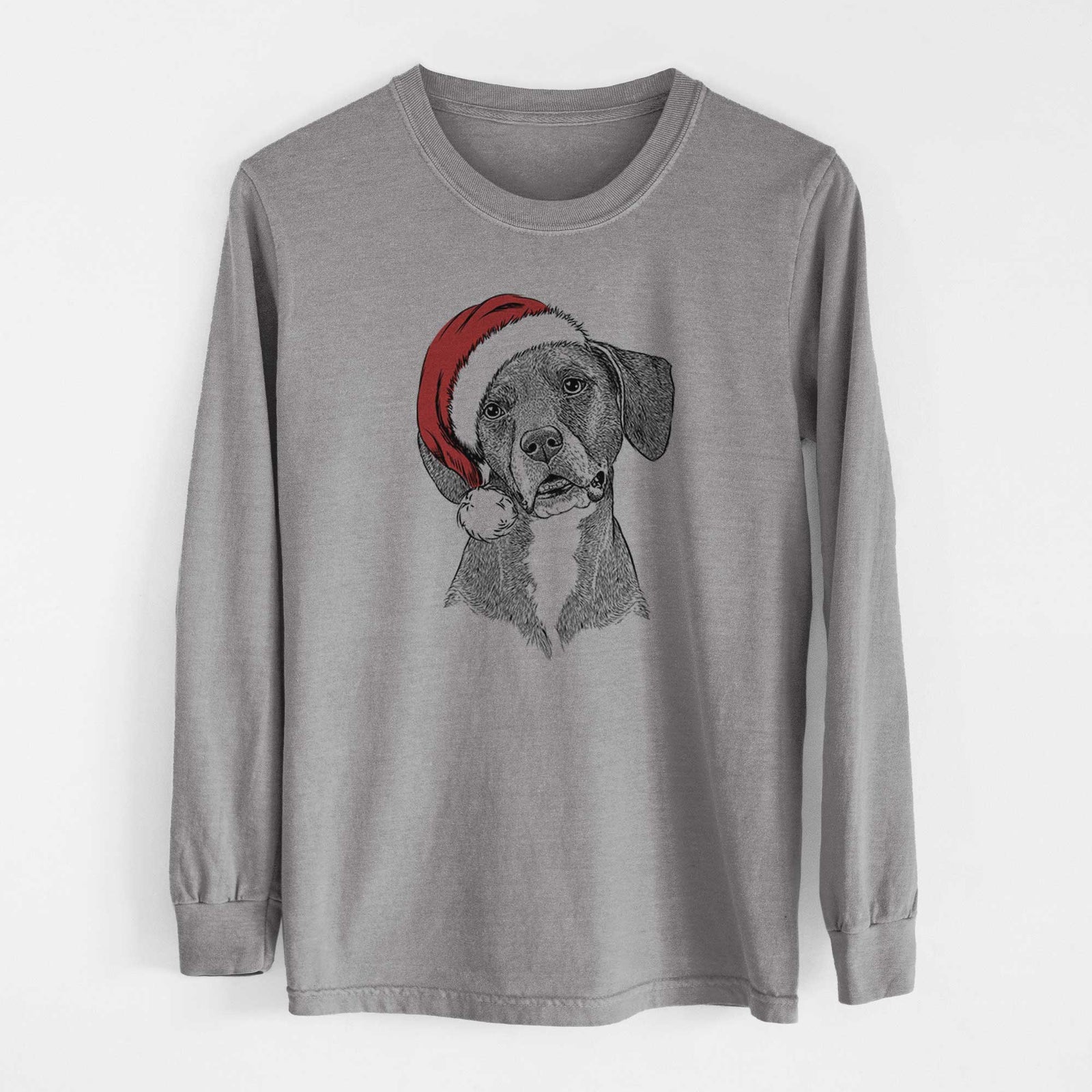 Santa Zeena the Plott Hound Mix - Heavyweight 100% Cotton Long Sleeve