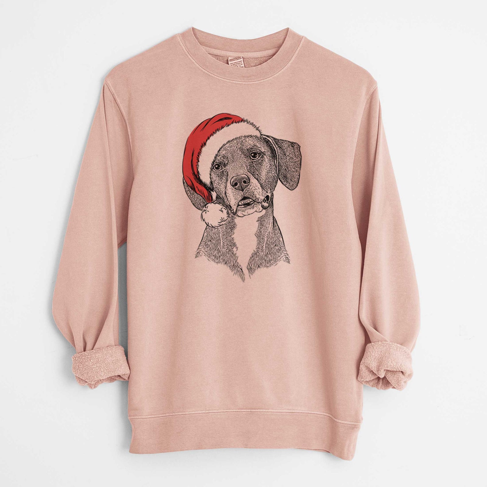 Santa Zeena the Plott Hound Mix - Unisex Pigment Dyed Crew Sweatshirt