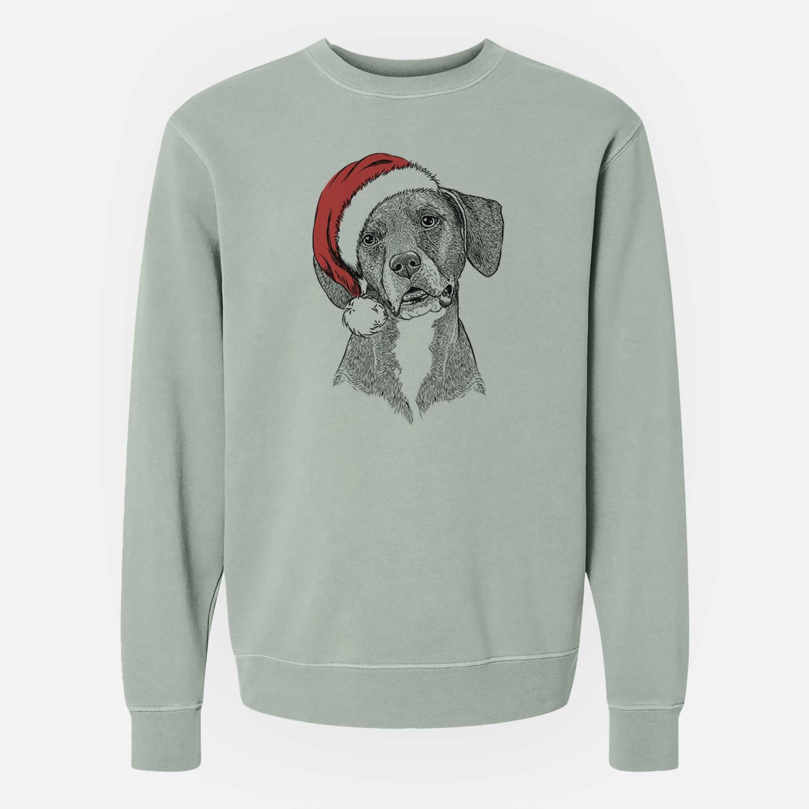 Santa Zeena the Plott Hound Mix - Unisex Pigment Dyed Crew Sweatshirt