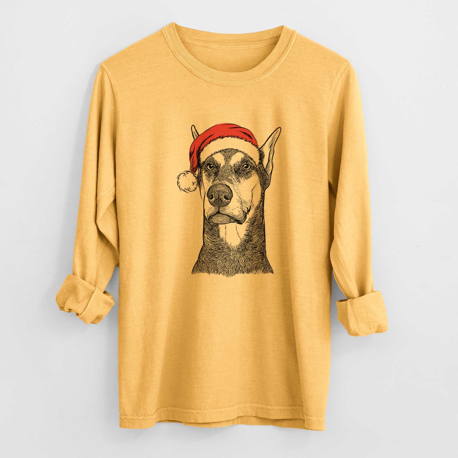 Santa Zeus the Doberman Pinscher - Heavyweight 100% Cotton Long Sleeve