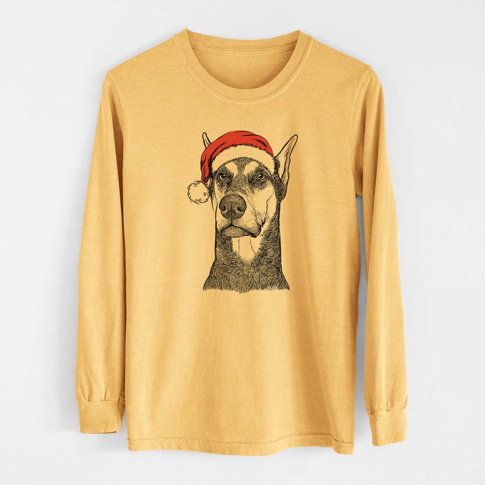 Santa Zeus the Doberman Pinscher - Heavyweight 100% Cotton Long Sleeve