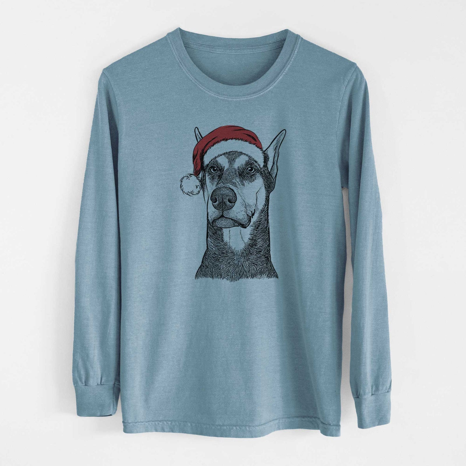 Santa Zeus the Doberman Pinscher - Heavyweight 100% Cotton Long Sleeve