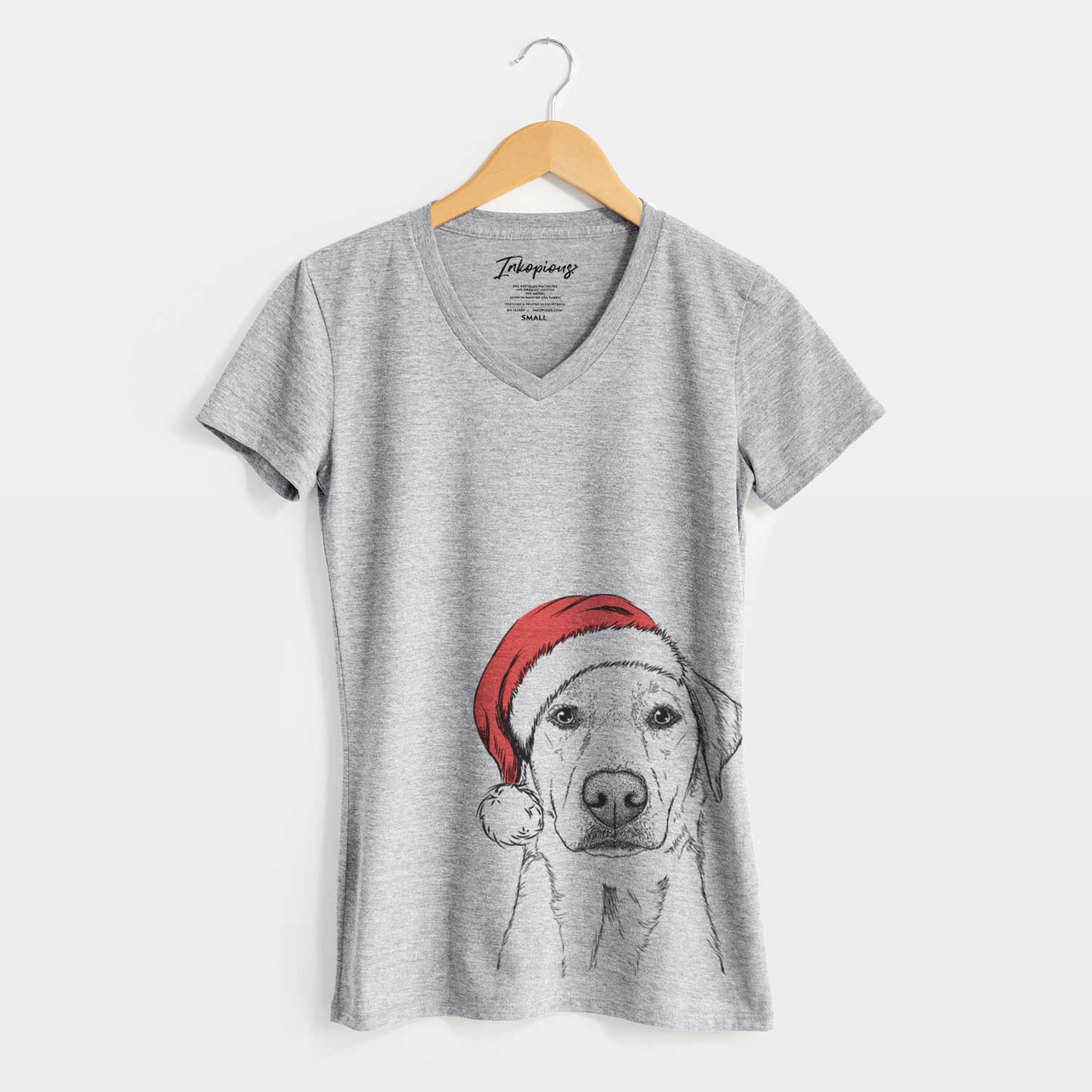 Santa Zoe the Yellow Lab - Women's V-neck Shirt