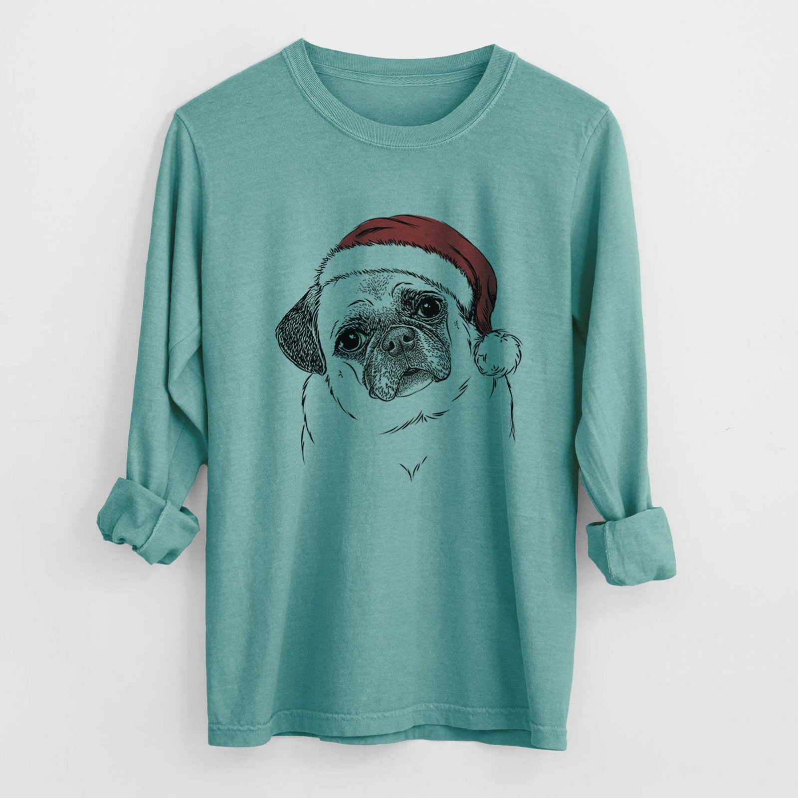 Santa Zoey the Pug - Heavyweight 100% Cotton Long Sleeve