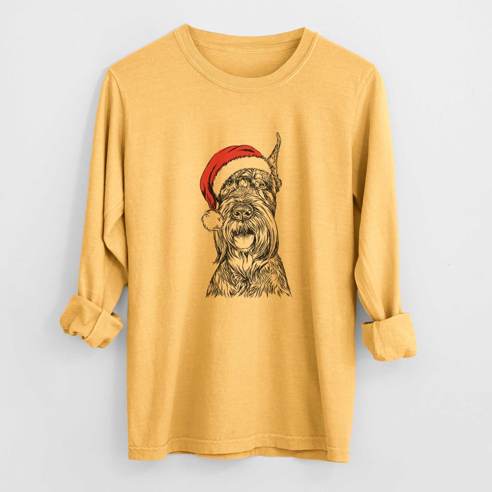 Santa Zuri the Giant Schnauzer - Heavyweight 100% Cotton Long Sleeve
