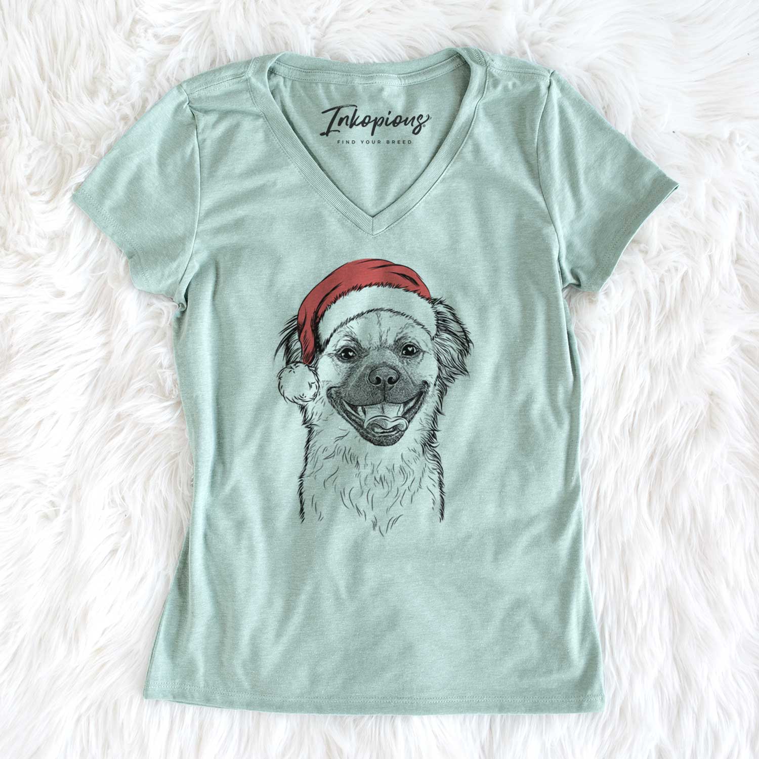 Santa Zuri the Spaniel Mix - Women's V-neck Shirt