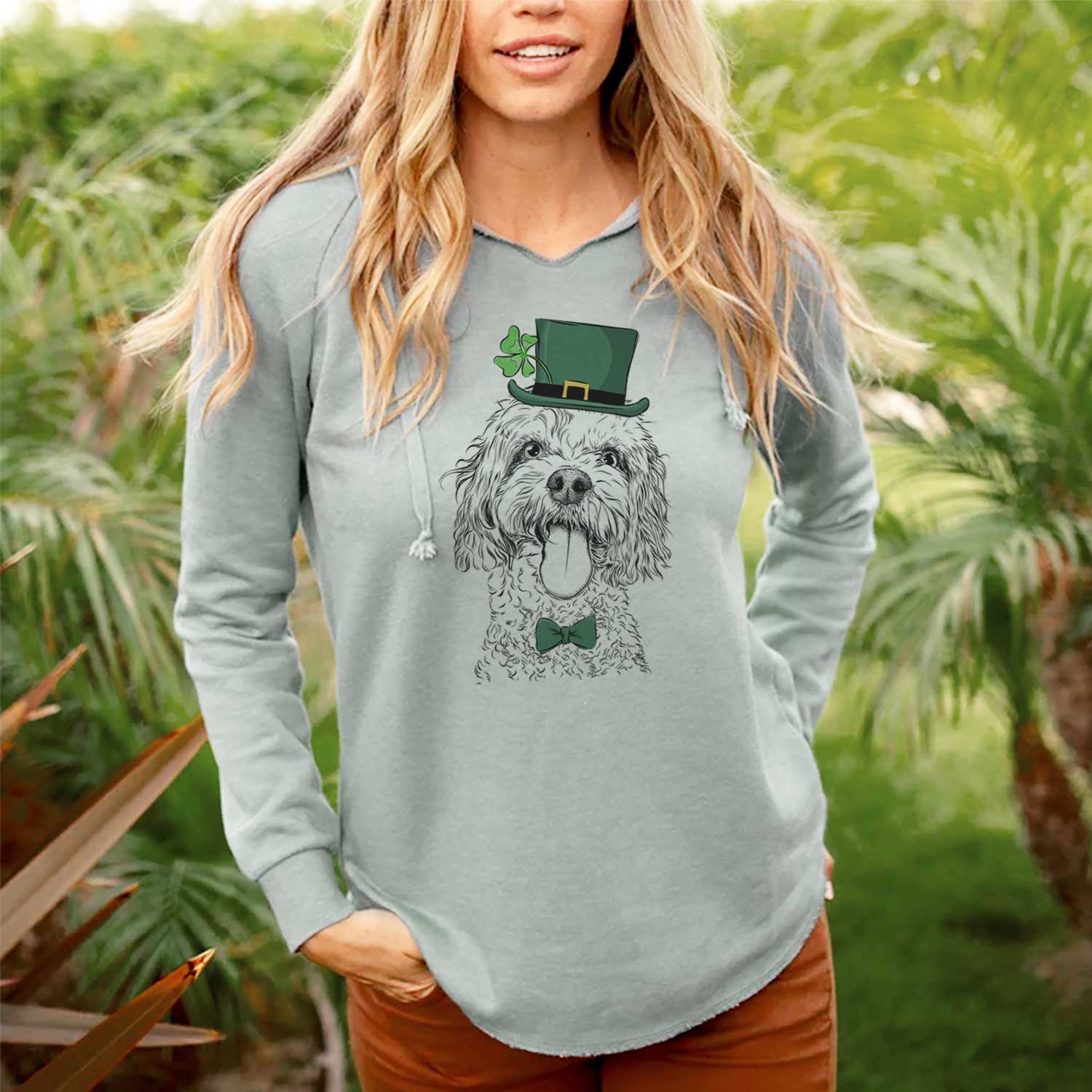 St. Patrick's Barney the Cavachon - Cali Wave Hooded Sweatshirt